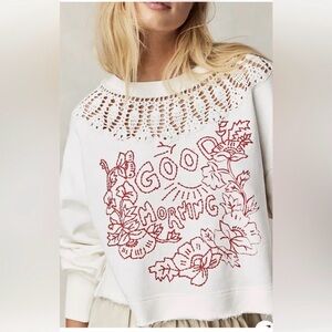 Free People Good Morning Embroidered Sweater